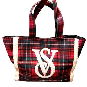 NWOT Victoria's Secret Plaid Tote Bag - Red and Black